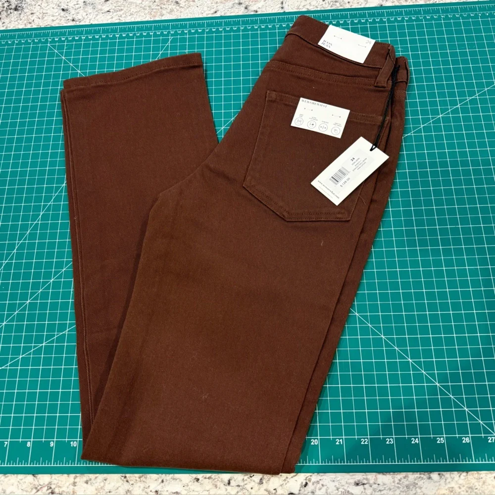 Weworewhat Icon Jean 24 Cacao Brown Straight Leg Denim NWT - Picture 3 of 9
